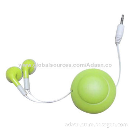 Retractable earphones with colorful high-resolution fashionable design, factory competitive price